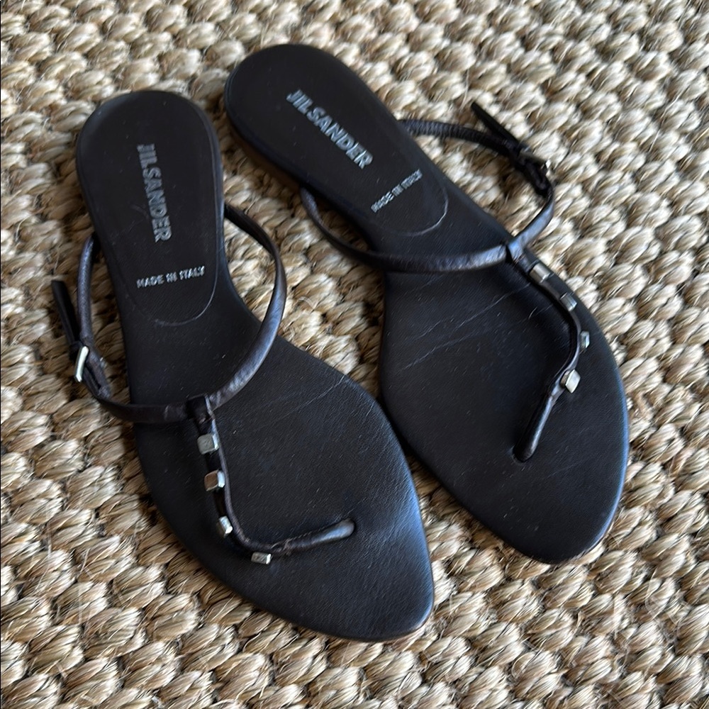 Jil Sander Black Strappy Sandals